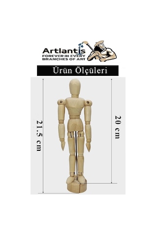 Ahşap İnsan Modeli 20 Cm 1 Adet İnsan Figürlü Ahşap Model Manken Resim Ressam Eğitimi Tahta Adam Kukla Stilist