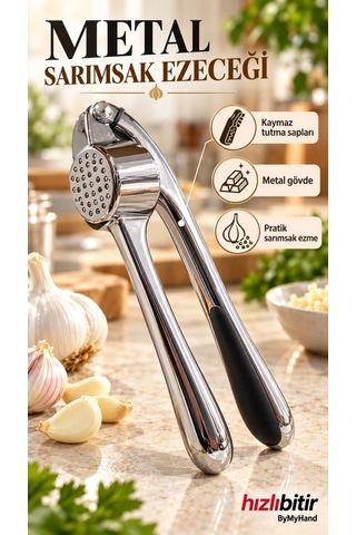 Bymyhand Metal Elite Sarımsak Ezici Öğütücü Gümüş