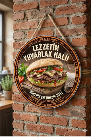 Tombik Et Döner Temalı Dönerciler Cafeler Restoranlar İçin Ahşap Duvar Kapı Dekoratif Süs Tablo 2