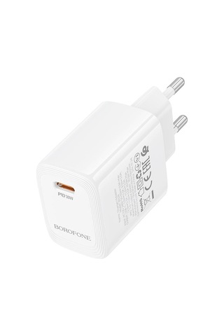 Borofone Bn28 Fuente Tek Portlu Pd30w Şarj Cihazı, Fiş Tipi: Ab Fiş Beyaz Beyaz