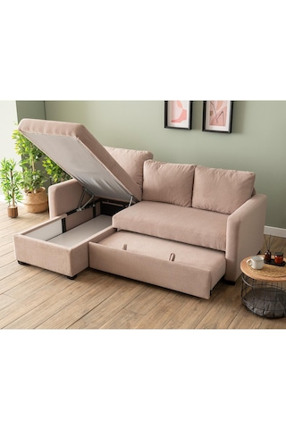 Pafu Kado Yataklı Köşe Koltuk Takımı - Bohem Vizon Vizon