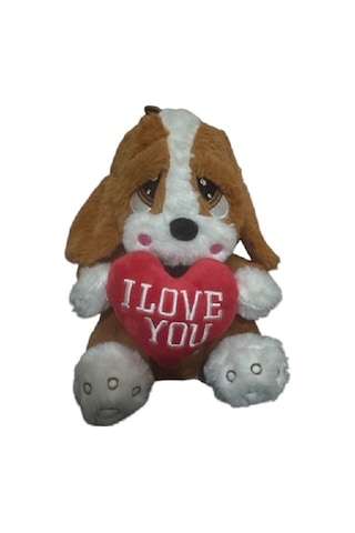 Kalpli Üzgün Köpek Peluş Oyuncak 25cm Koyu Kahverengi Koyu Kahverengi