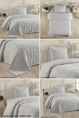 Şönil İskandinav Yatak Örtüsü Takımı 180 X 260 Cm Valonlu Model 1 Adet 50 X 70 Yastık Kılıfı Çok Renkli