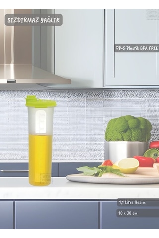Sızdırmaz Yağdanlık Ölçekli Yağ Şişesi Kilitlemeli Yağlık 1,1 Litre Bpa Free Şeffaf