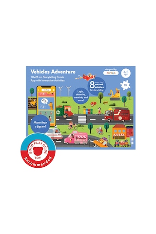 Moritoys Vehicles Adventure - 18 Parça Yapboz, 8 Adet Oynanabilir Araç Ve Dijital Aktiviteler