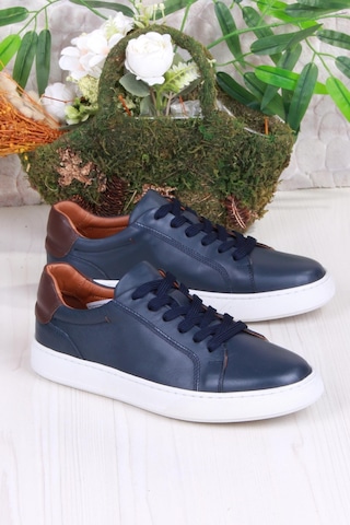 Mehmet Mete 2082 Tkn Rahat Esnek Hakiki Deri Sneaker Erkek Ayakkabı Lacivert