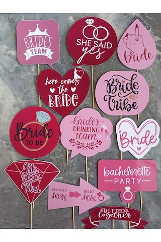 12'li Büyük Boy Bekarlığa Veda Konuşma Balonu Seti Kına Gecesi Bride To Be Bride's Team She Said Yes