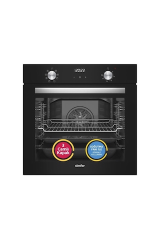 Simfer 9 Fonksiyon QS Dijital Siyah 2'li Ankastre Set (8208 Fırın + 3500 Ocak)