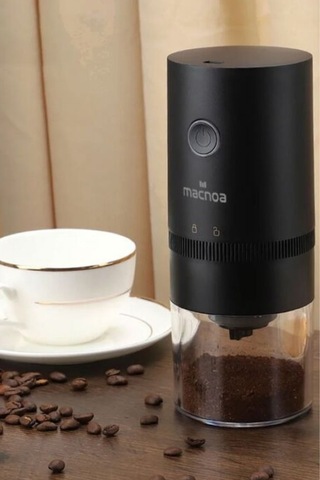 Macnoa Portable Coffee Grinder Siyah, Taşınabilir Titanyum Burr Kahve Öğütücü Kahve Değirmeni & Öğütücüler