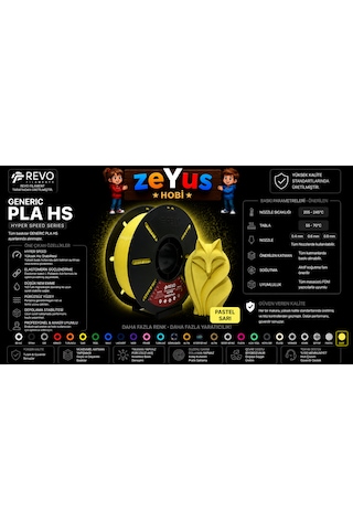 Generic Pla Hs Hyper Speed Filament Pastel Sarı 1.75 Mm 1000 Gr