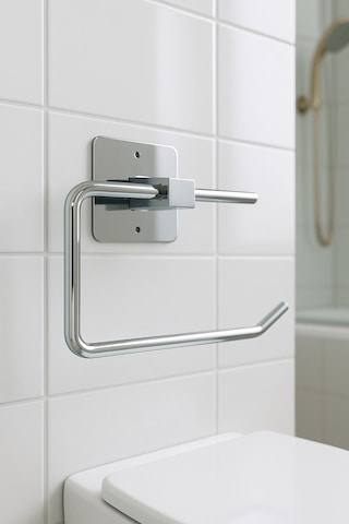 Yapışkanlı Krom WC Kağıtlık / Tuvalet Kağıtlık – Deliksiz Montaj, Ergonomik Tasarım KS-001