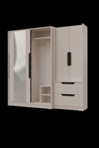 Abre 3026348 Vizon Siyah Sürgülü Portmanto Set Açık Vizon