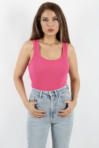 Ritnice Kadın Cotton Premium Doku Fuşya Pamuklu Basic Fitilli Atlet