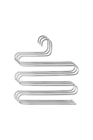 Kancalı Metal Pantolon Askısı 5 Katlı 2'li Set Gümüş Renk Çok Renkli