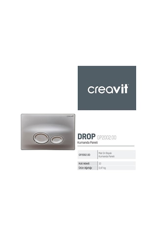 Creavit Gömme Rezervuar Hela Taşı İçin+ Drop Mat Gri Kumanda Paneli Beyaz