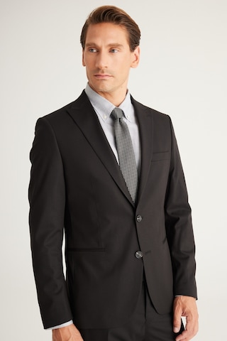 AC&Co / Altınyıldız Classics ERKEK SIYAH Ekstra Slim Fit Dar Kesim Kırlangıç Yaka Takım Elbise Siyah