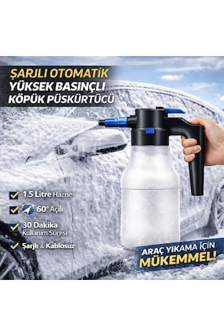 Köpük Pompası 1.5 Litre Basınçlı Sprey Şişe Araç Yıkama Köpük Aparatı