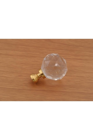 Azimkarhirdavat Kristal Taşlı Düğme Kulp Tek Delikli Tabanı Sarı (30 Mm)