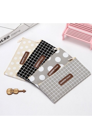 Willowhaven 10 Adet Kanvas Öğrenci Çantası Siyah Izgara, Büyük Kapasiteli Kalem Çantası, Dayanıklı Ve Uygun Fiyatlı Diğer