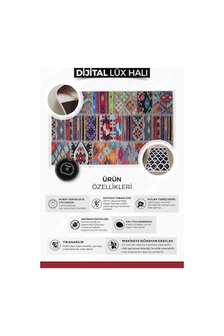 Dijidekor Halı Siyah Cool Tual Yıkanabilir Saçaklı Kesme İnce Yolluk Kilim Salon Halısı Modelleri Çok Renkli
