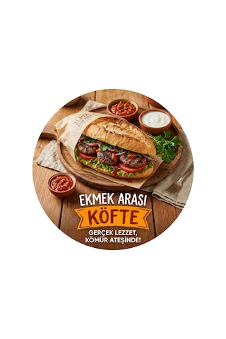 Mayeka Ekmek Arası Köfte Temalı Büfeler Cafeler Köfteciler İçin Ahşap Duvar Kapı Dekoratif Süs Tablo 9