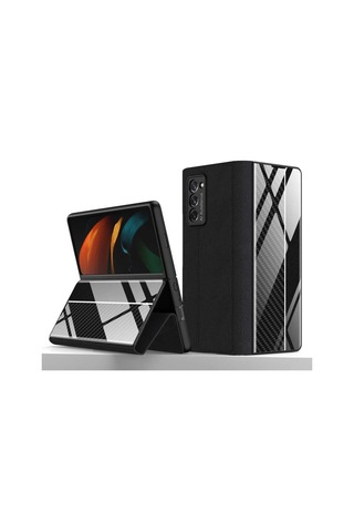 Galaxy Z Fold 2 Kılıf Zore Droga Kılıf Siyah-Beyaz