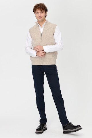 Erkek Dik Yaka Baklava Desenli Yün Yelek V.bej V.bej