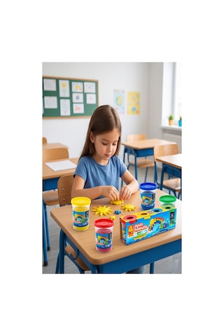 Oyun Hamuru 4 Renk 520gr 1 Paket Sentör 4 Lü Oyun Hamuru Kurumaya Karşı Dirençli Okul Öncesi Kreş Yumuşak Dokulu Çok Renkli