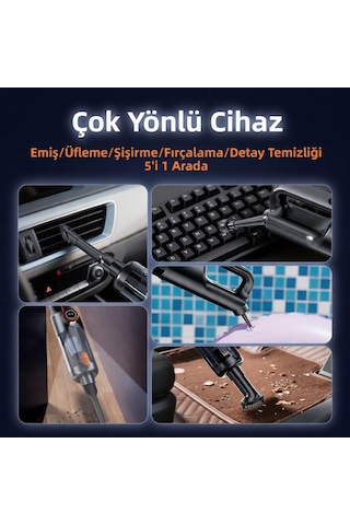 22.000 Pa Işıklı Araç Süpürgesi Kablosuz Şarjlı Çok Başlıklı Güçlü Yüksek Güçlü Dijital Ekranlı Şarjlı Ev Süpürgesi 22000