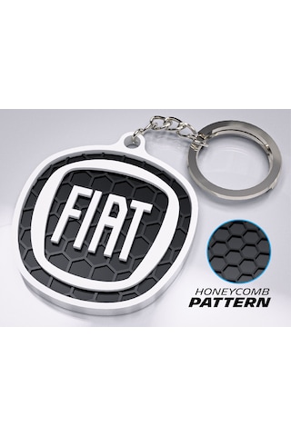 Markanıza Özel Petek Desenli Fiat Yuvarlak Logolu 3d Anahtarlık