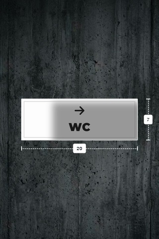 Wc Yazılı - Metal - Beyaz Renk - Kapı İsimliği - 20x7 Cm