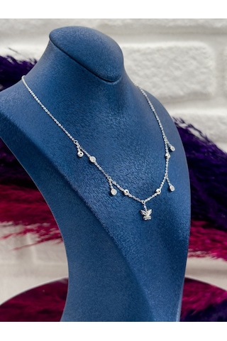 925 Ayar Gümüş Özel Tasarım Şans Modeli Lüks Kadın Kolye Gümüş