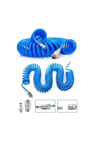 Profesyonel Spiral Hava Hortumu 8 MM 15 Metre Jaklı