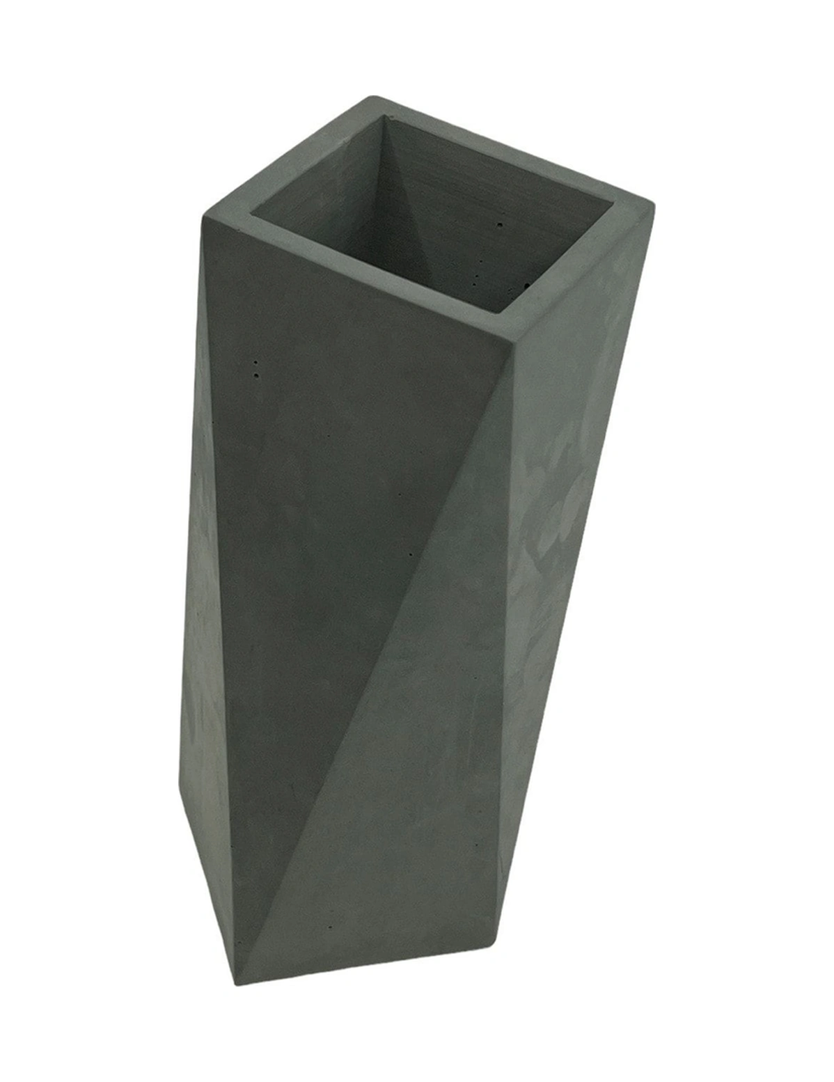 Naturel Seri Beton Vazo Geometrik Siyah