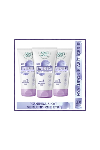 Arko Nem Yoğun Bakım Kremi Hyaluronik Asit 3x60 Ml