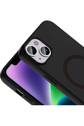 Apple iPhone Uyumlu 14 Kılıf M-safe Şarj Özellikli Zore Aris Silikon Kapak - Siyah