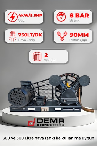 Kompesör Kafası 5.5 Hp Çift Piston 8 Bar Kafa Grubu Id2090b