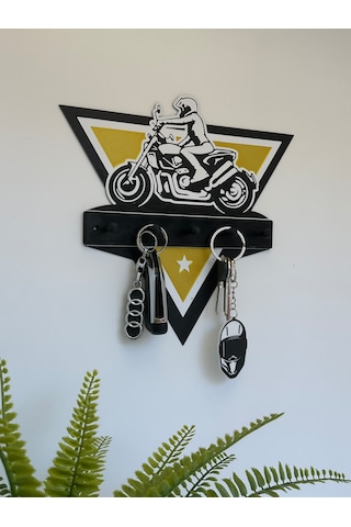 3d Dekoratif Motorcu Anahtar Askılığı V8 Sarı