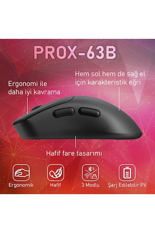 Gameagle PROX-63B Ultra Hafif Kablosuz 3 Mode Optik Oyuncu Mouse