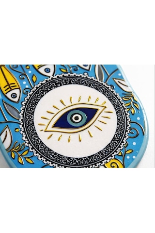 Seramik Nazar Duvar Süsü Fatma Eli Hamsa / 13 Cm El Yapımı / Kapı Girişi & Salon Dekoru / Anlamlı Hediye Çok Renkli
