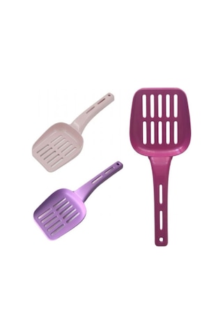 2 Adet Plastik Kedi Kumu Küreği Süzgeçli Ergonomik Saplı