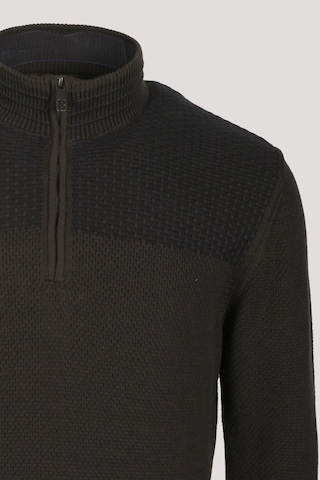 Erkek Triko Yarım Fermuarlı Triko Haki Slim Fit Desenli Pamuklu Knitwear Ncs Jeans 3709 Haki