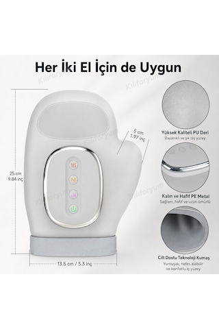 En-120 Akıllı El Masaj Aleti Isıtmalı Hava Basınçlı 3 Modlu, 5 Kademeli, 2000mah Şarjlı El Ve Bilek Masaj Cihazı Gri