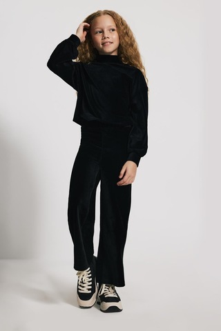 Kids Girl Geniş Paça Kadife Siyah Jogger Siyah