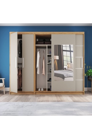 Sürgülü Gardırop Kısmı Kapaklı Sürgülü Gardırop 270cm /210 Cm Kül Gri+ud