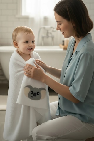 %100 Pamuk Premium Çocuk Banyo Havlusu Beyaz