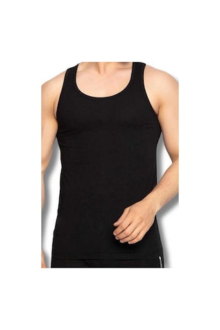 Seher Yıldızı Erkek Ekonomik Renkli Klasik Askılı Atlet 001k - 12 Adet Siyah