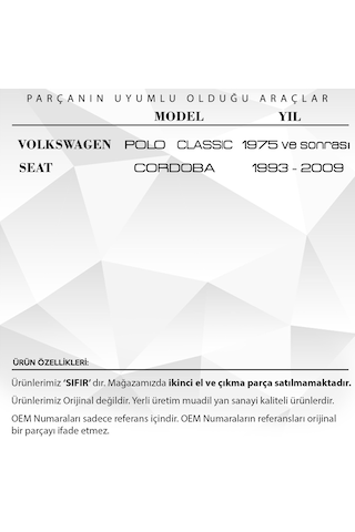 Volkswagen Polo Classic, Seat Cordoba için Bagaj Kilit Demiri