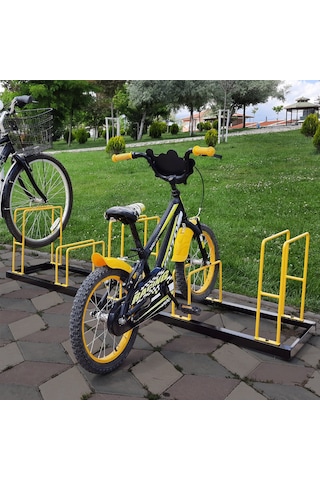 Bisiklet Park Alanı Apartman Bisiklet Park Yeri Metal 5'li Sarı - Siyah