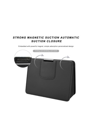 Bej Araba Çöp Kutusu, Araçlar İçin Manyetik Deri Çöp Kutusu, Araba, Kamyonet, Suv İçin Katlanabilir Su Geçirmez Toz Kutusu Mini Saklama Çantası